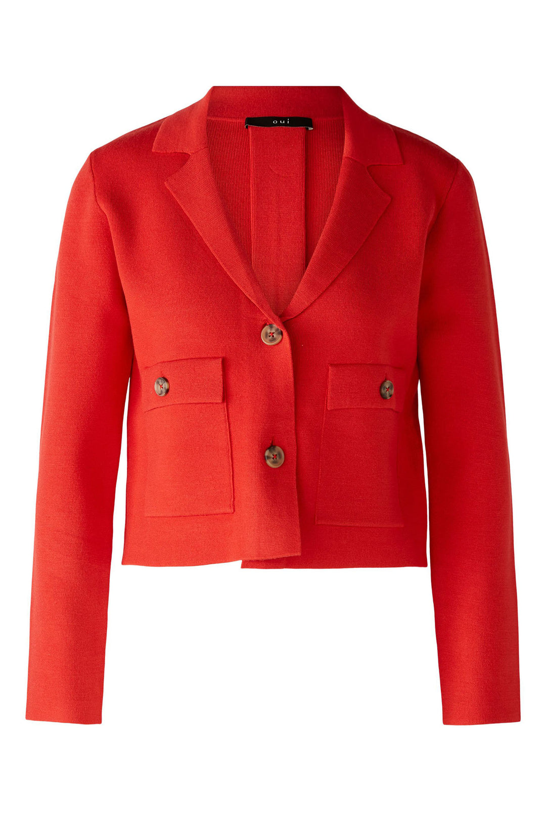 Oui 86688 Aura Orange Two Button Knitted Cropped Jacket - Olivia Grace Fashion