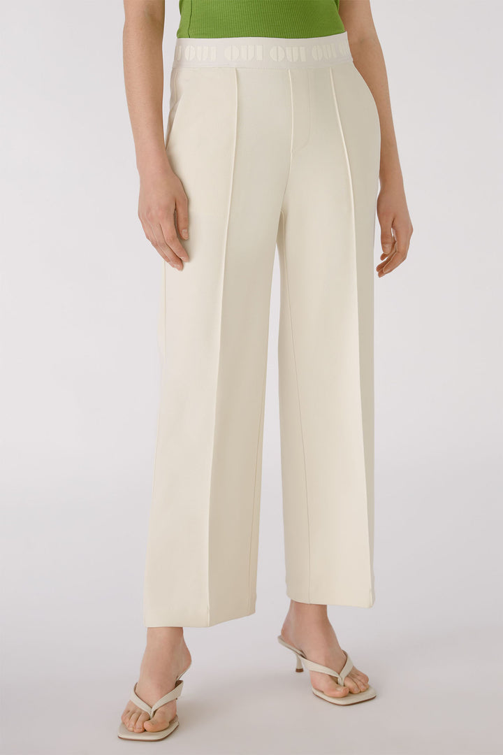 Oui 86917 Off White Cream Pull-On Trousers - Olivia Grace Fashion
