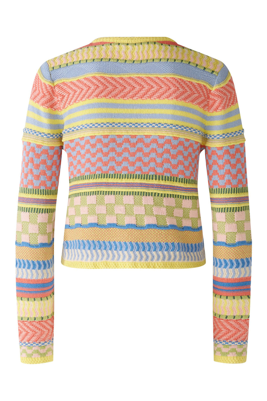 Oui 87308 Light Blue Yellow Multi Pattern Cardigan - Olivia Grace Fashion