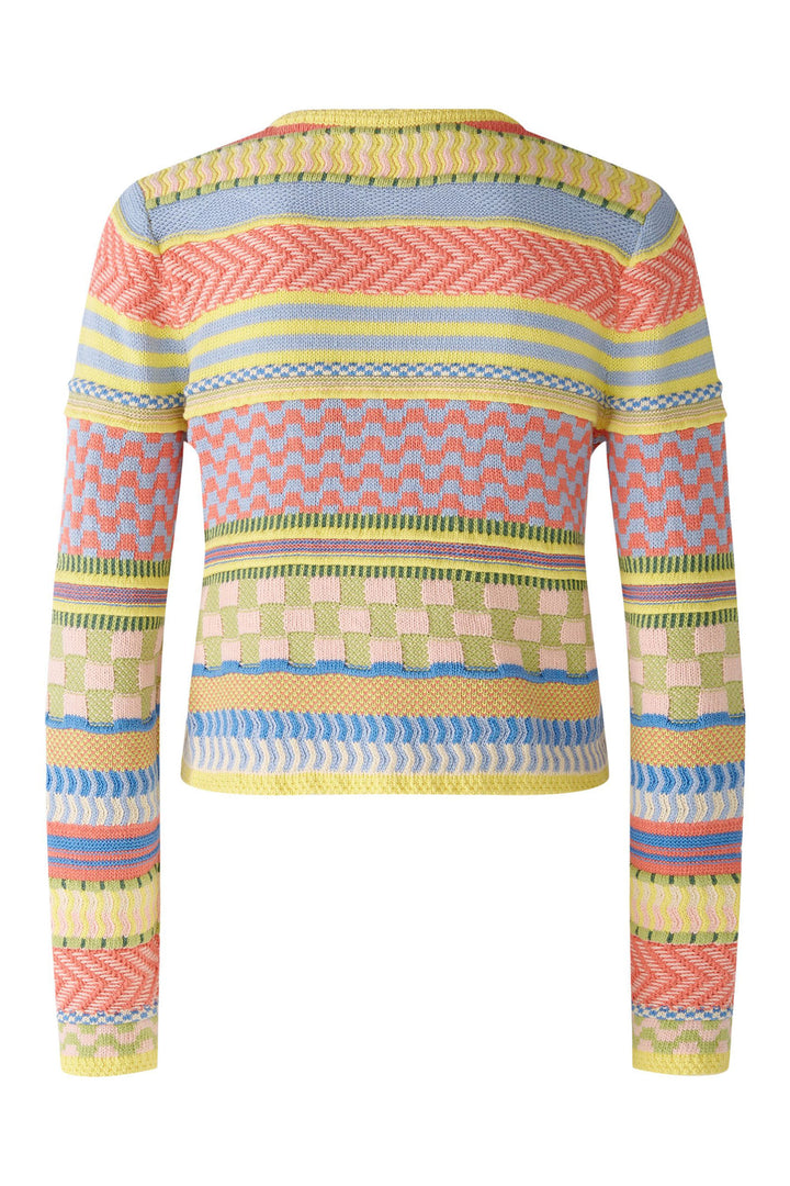 Oui 87308 Light Blue Yellow Multi Pattern Cardigan - Olivia Grace Fashion