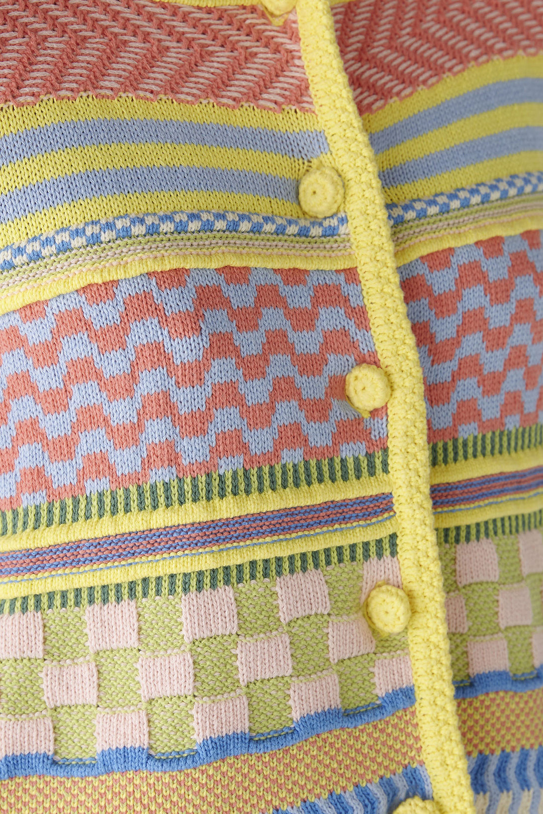 Oui 87308 Light Blue Yellow Multi Pattern Cardigan - Olivia Grace Fashion