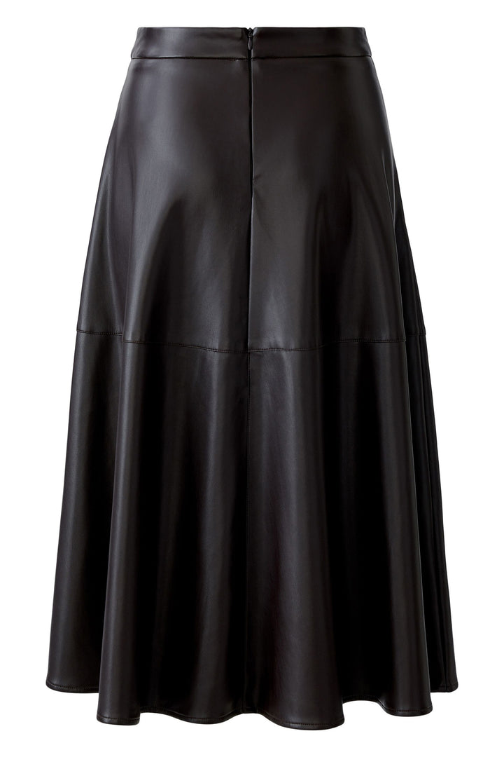 Oui 87352 Dark Brown Faux Leather A-Line Skirt
