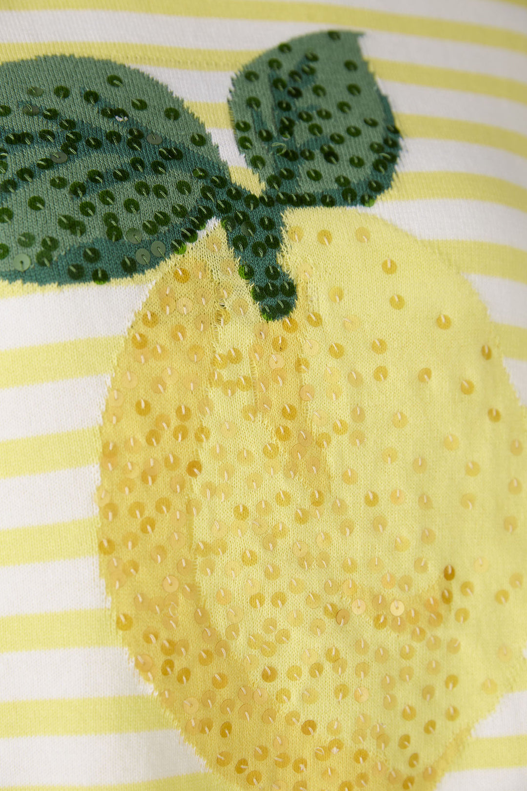 Oui 87474 Yellow White Stripe Sequin Lemon Jumper - Olivia Grace Fashion