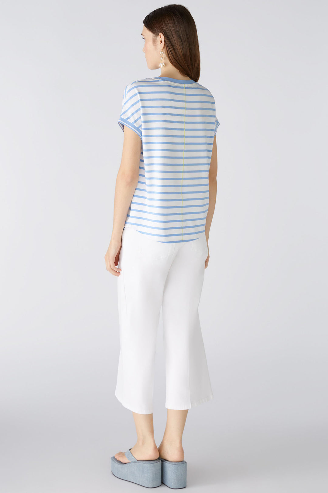 Oui 87504 Blue Offwhite Stripe Summer Roadtrip Print Top - Olivia Grace Fashion