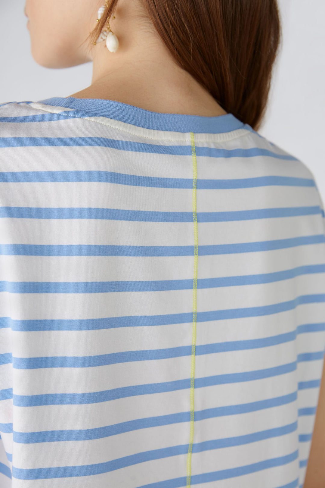 Oui 87504 Blue Offwhite Stripe Summer Roadtrip Print Top - Olivia Grace Fashion