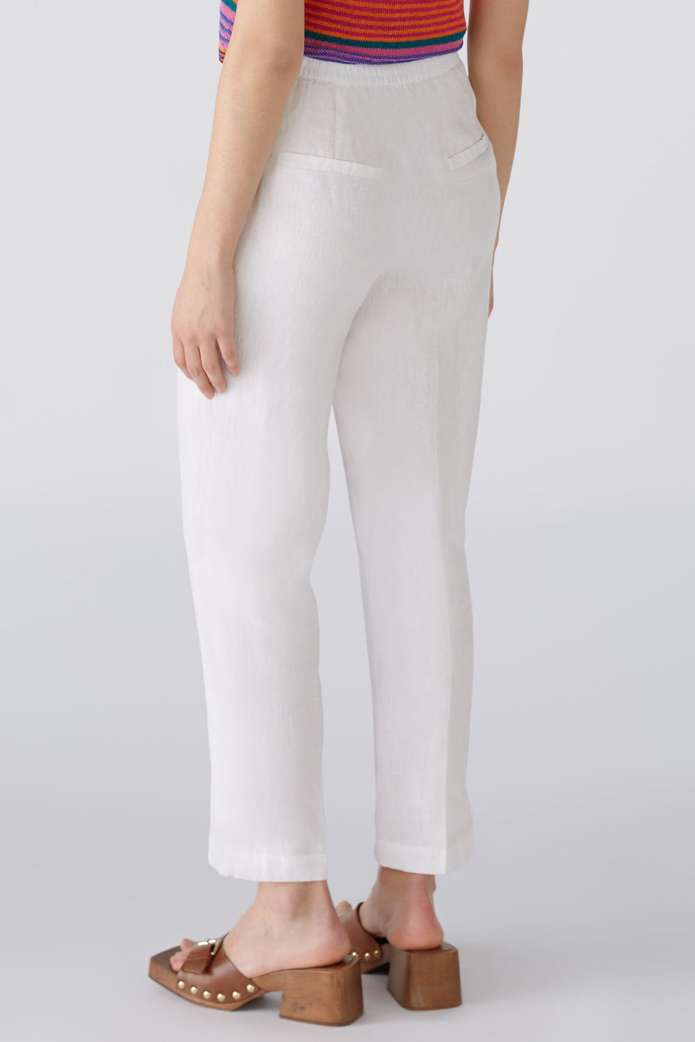 Oui 87573 White Linen Trousers - Olivia Grace Fashion