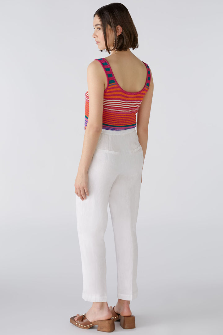 Oui 87573 White Linen Trousers - Olivia Grace Fashion
