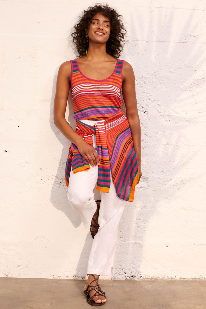 Oui 87573 White Linen Trousers - Olivia Grace Fashion