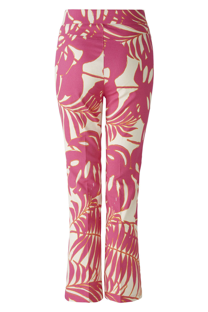 Oui 87578 Pink White Palm Print Pull-On Trousers - Olivia Grace Fashion