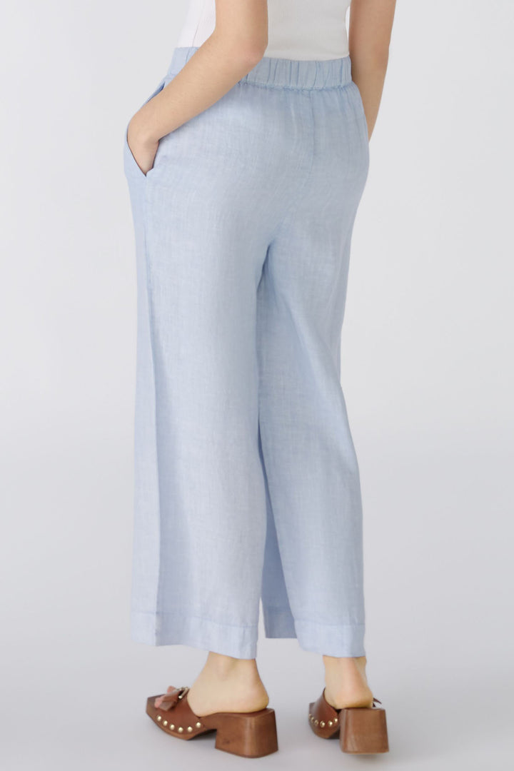 Oui 87581 Light Blue Culotte Wide Leg Pull-On Trousers - Olivia Grace Fashion