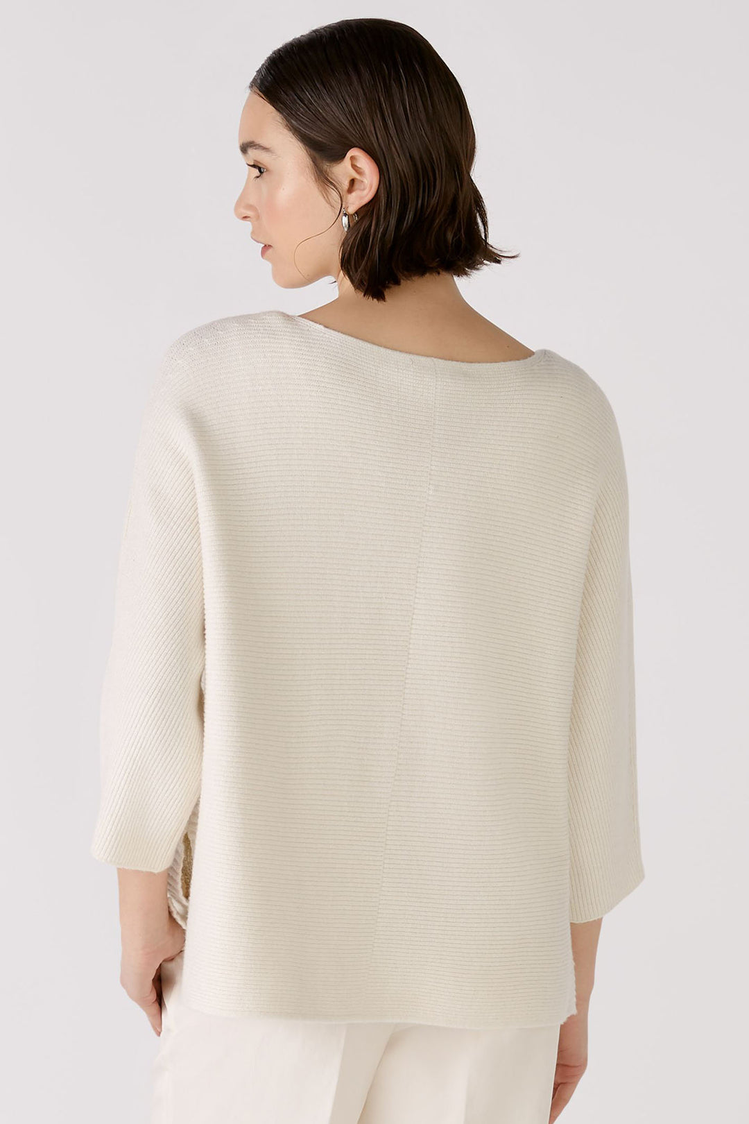 Oui 88240 Off White Wide Sequin Neck Jumper - Olivia Grace Fashion