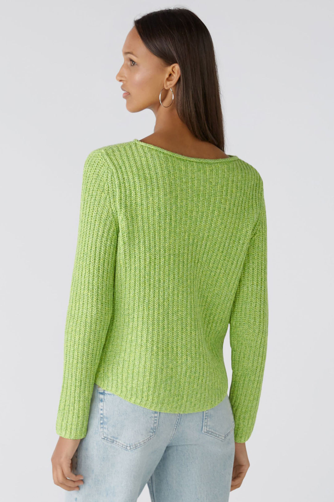 Oui 88325 Naolin Light Green Ribbed Shirt Hem Style Jumper - Olivia Grace Fashion
