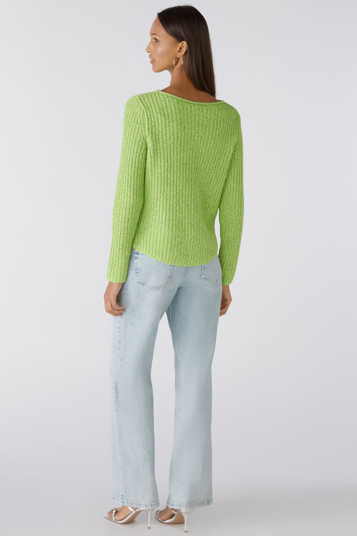 Oui 88325 Naolin Light Green Ribbed Shirt Hem Style Jumper - Olivia Grace Fashion