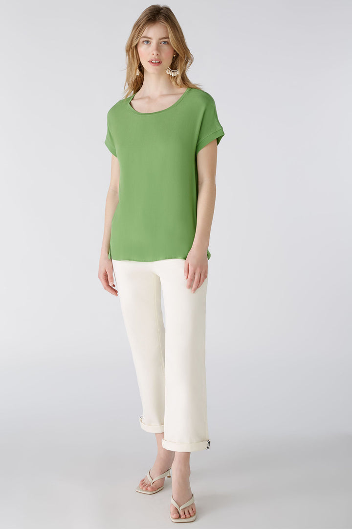 Oui 88335 Green Ayano Wide Neck Cap Sleeve Top - Olivia Grace Fashion