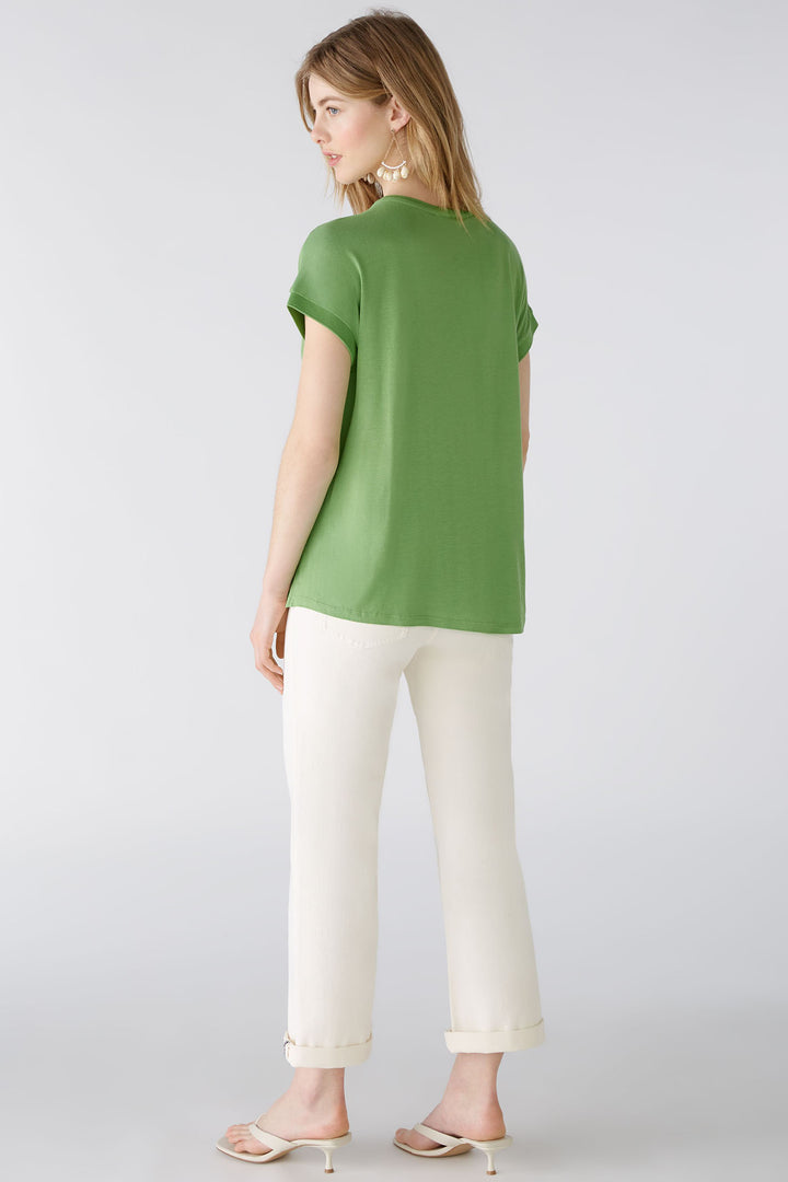 Oui 88335 Green Ayano Wide Neck Cap Sleeve Top - Olivia Grace Fashion
