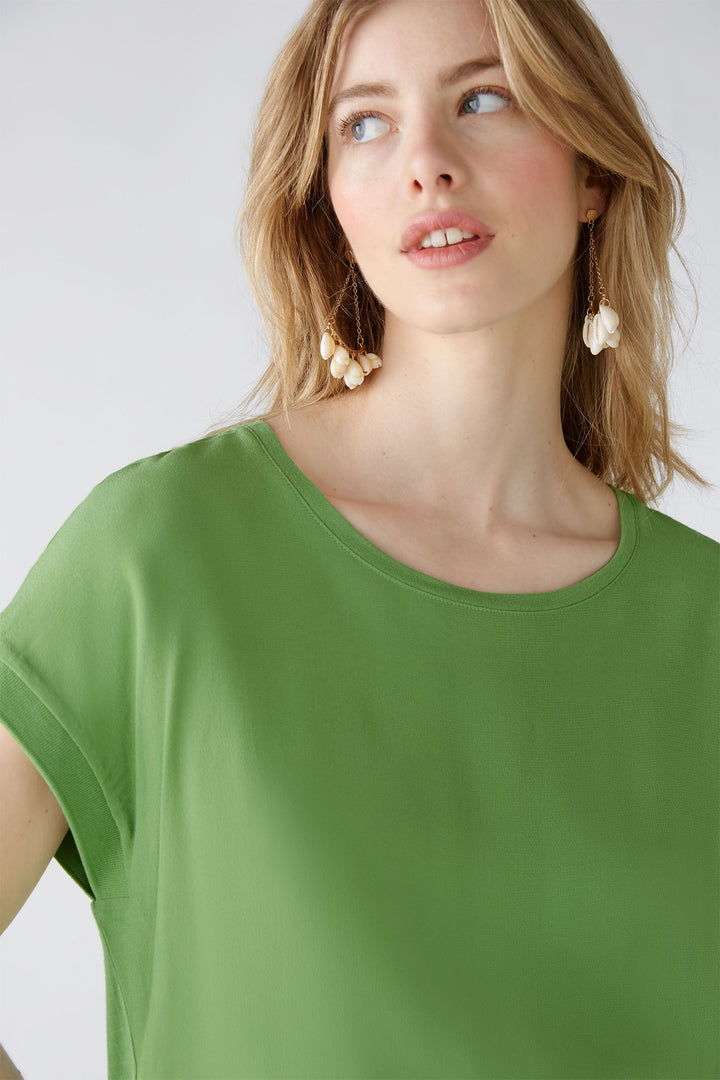 Oui 88335 Green Ayano Wide Neck Cap Sleeve Top - Olivia Grace Fashion