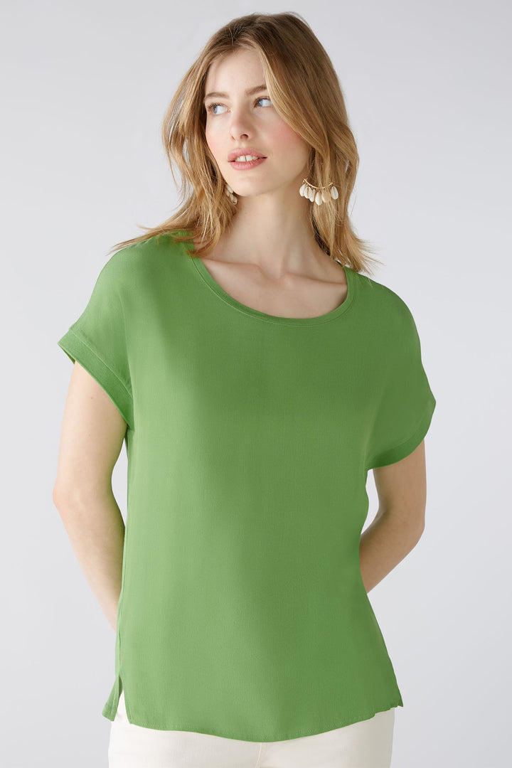 Oui 88335 Green Ayano Wide Neck Cap Sleeve Top - Olivia Grace Fashion