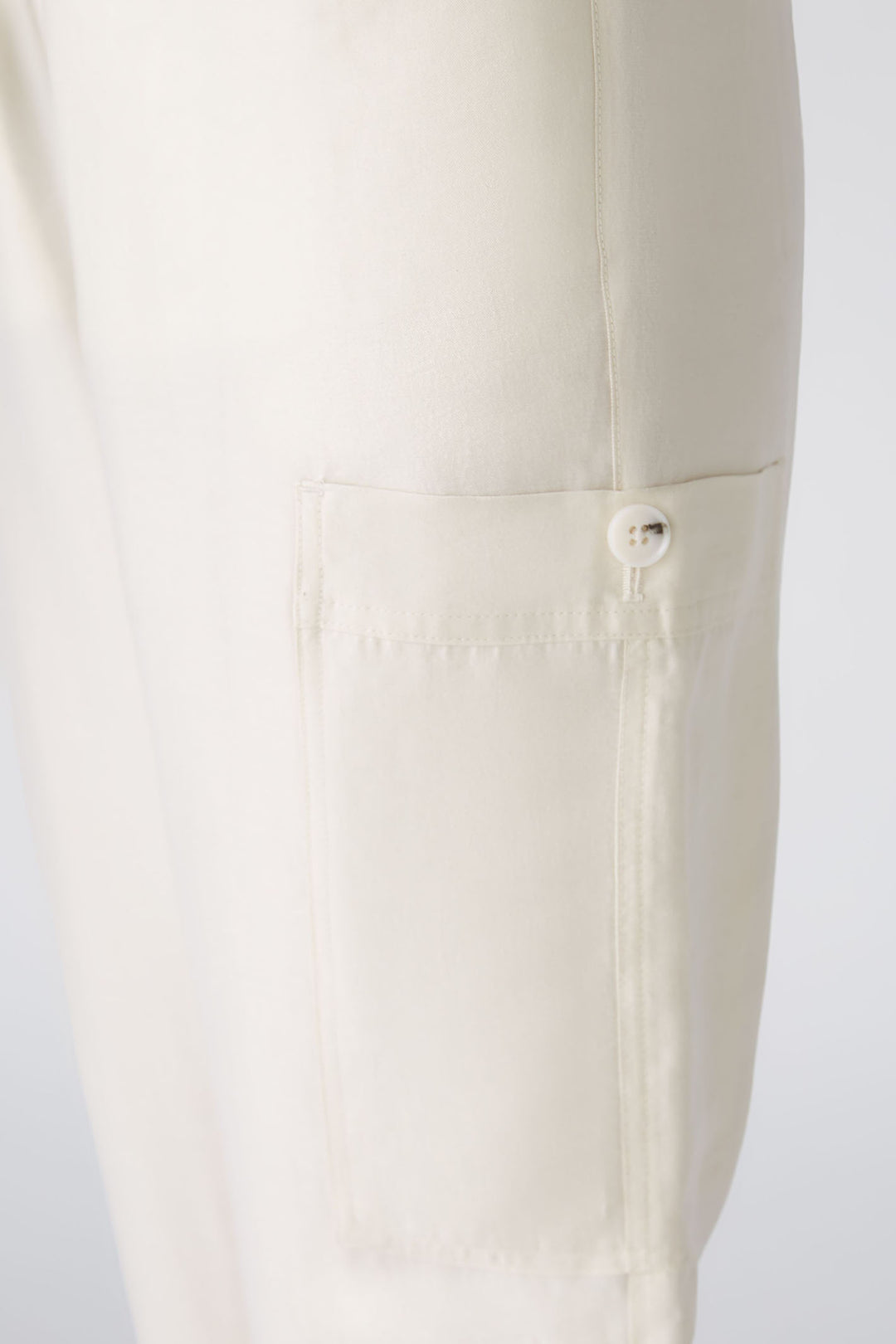 Oui 88388 Almond Milk Cream Drawstring Waist Trousers - Olivia Grace Fashion