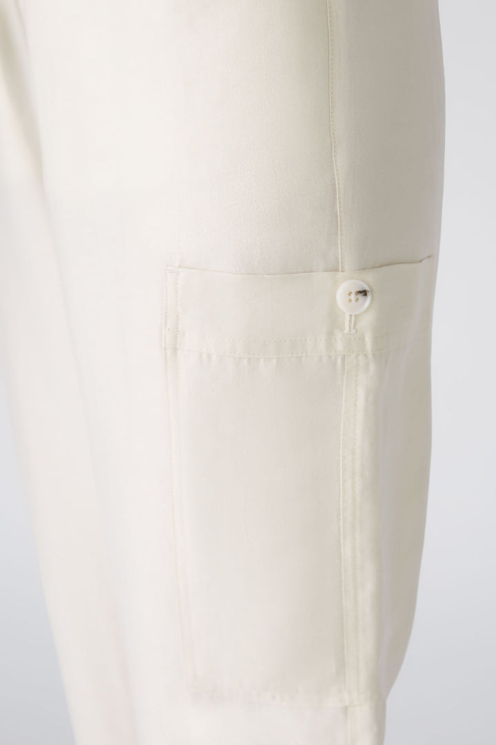Oui 88388 Almond Milk Cream Drawstring Waist Trousers - Olivia Grace Fashion