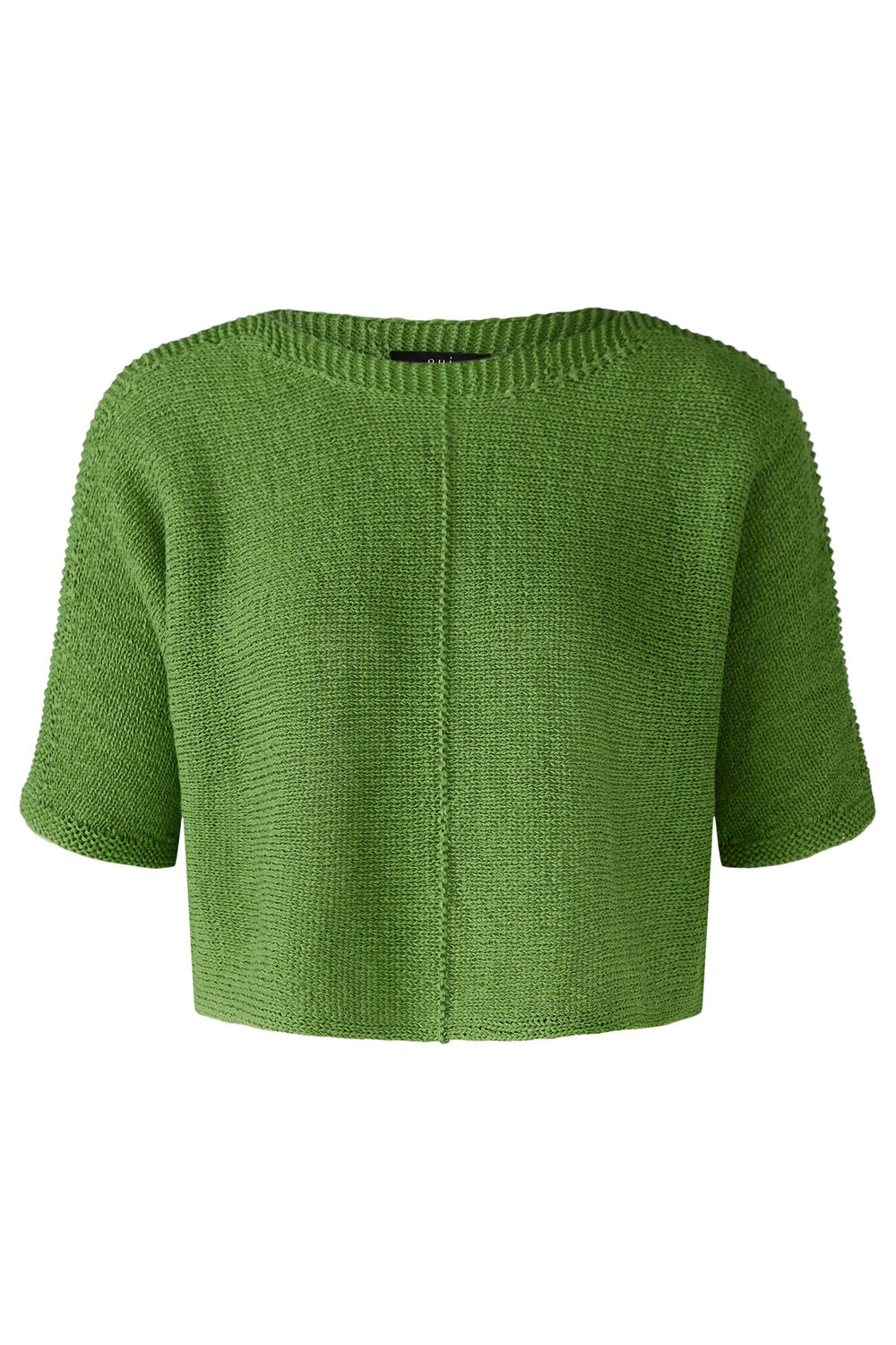 Oui 88480 Green Crop Ribbed Detail Jumper - Olivia Grace Fashion