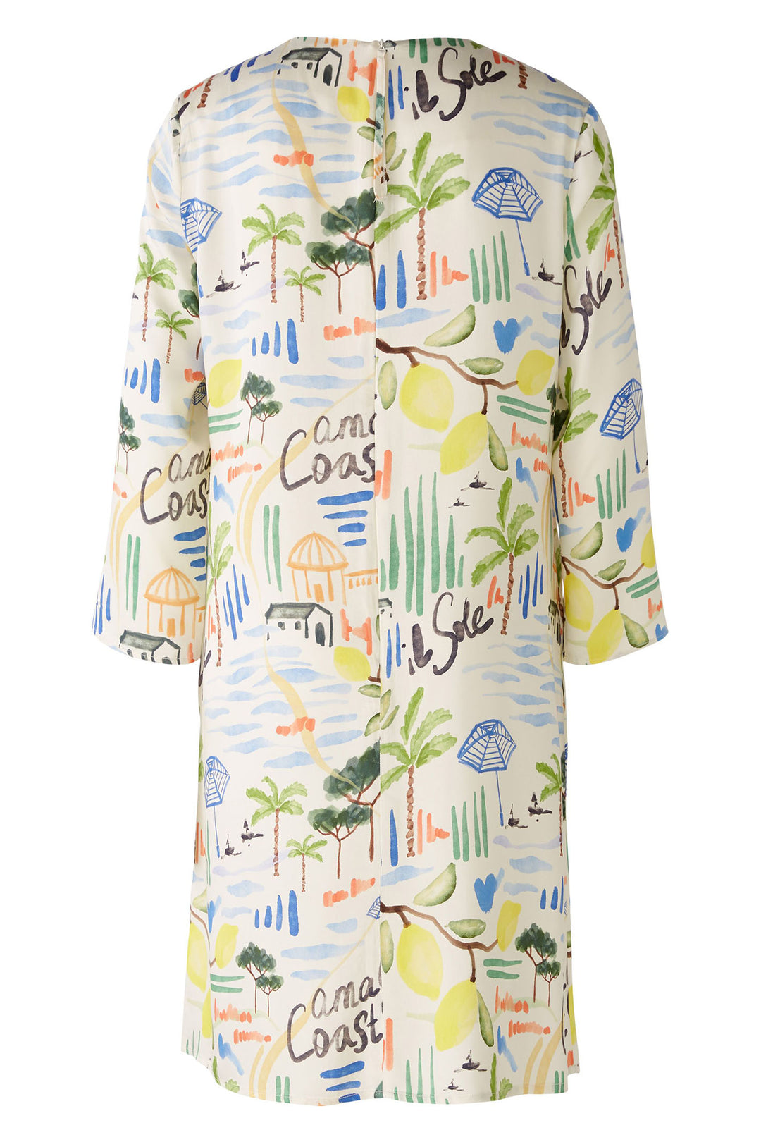 Oui 88617 White Blue Amalfi Coast Print Dress - Olivia Grace Fashion