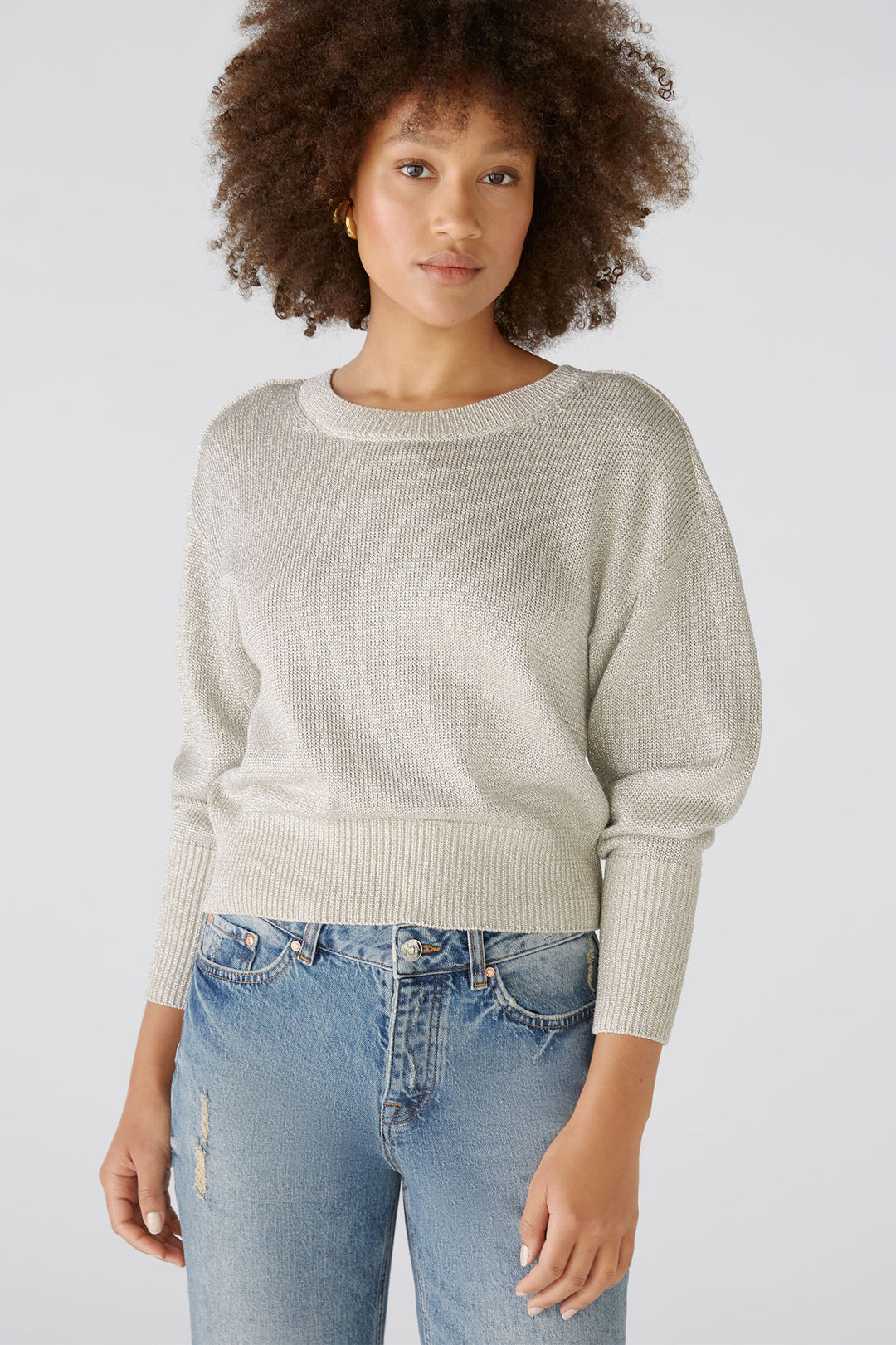 Oui Jumper Light Gold Round Neck 89625-7610 - Olivia Grace Fashion