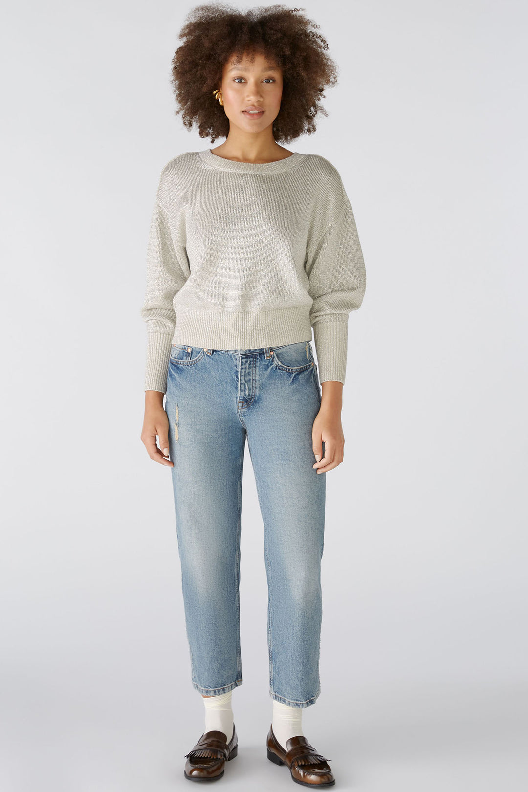 Oui Jumper Light Gold Round Neck 89625-7610 - Olivia Grace Fashion