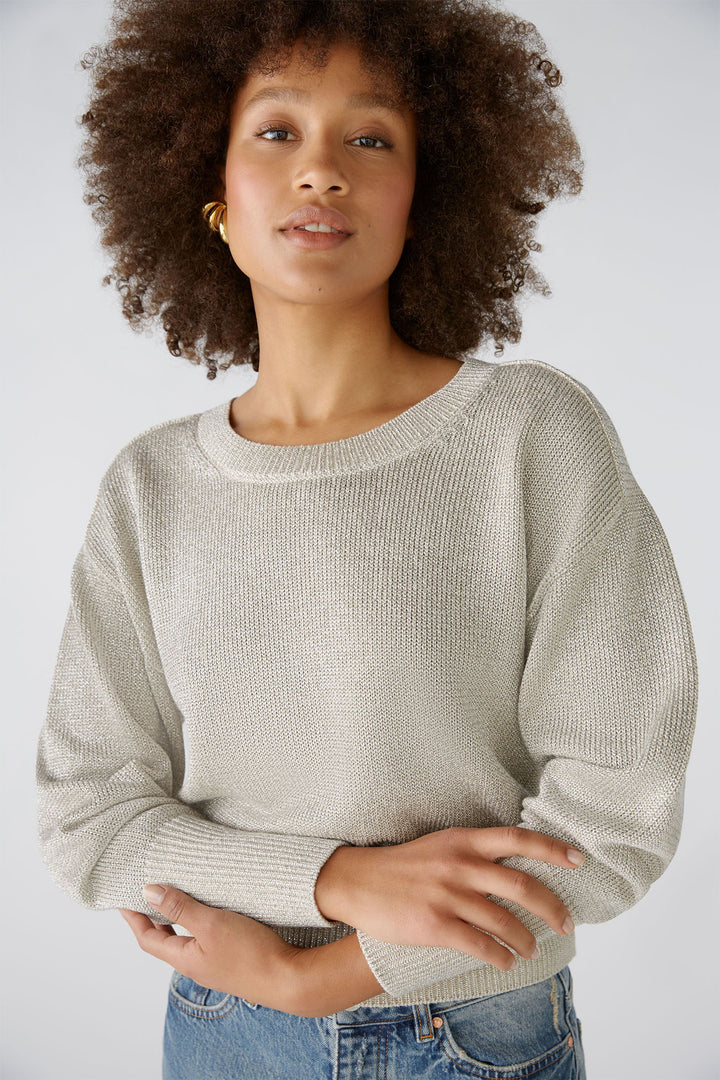 Oui Jumper Light Gold Round Neck 89625-7610 - Olivia Grace Fashion