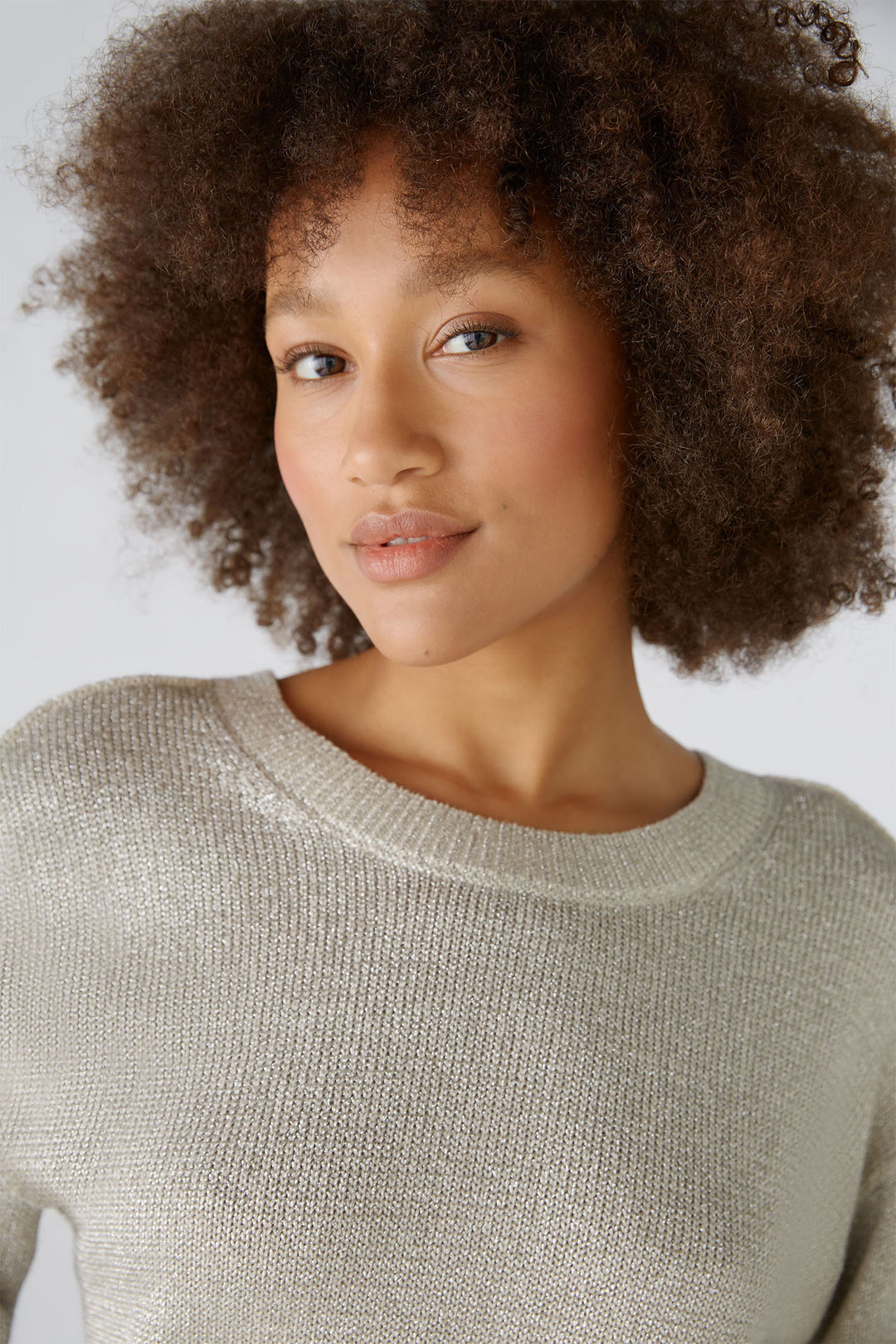 Oui Jumper Light Gold Round Neck 89625-7610 - Olivia Grace Fashion