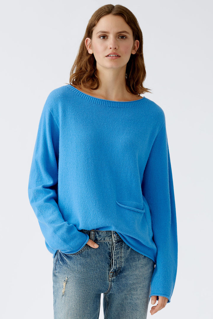 Oui Jumper Cornflower Blue Boat Neck 89946-5340 - Olivia Grace Fashion
