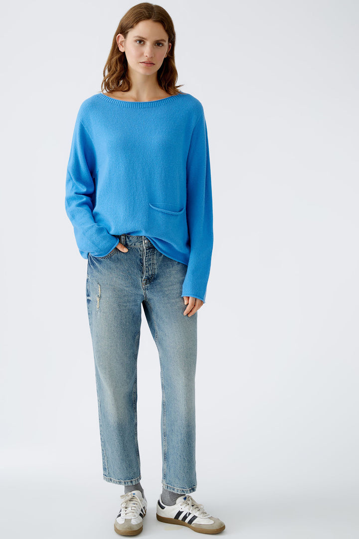 Oui Jumper Cornflower Blue Boat Neck 89946-5340 - Olivia Grace Fashion