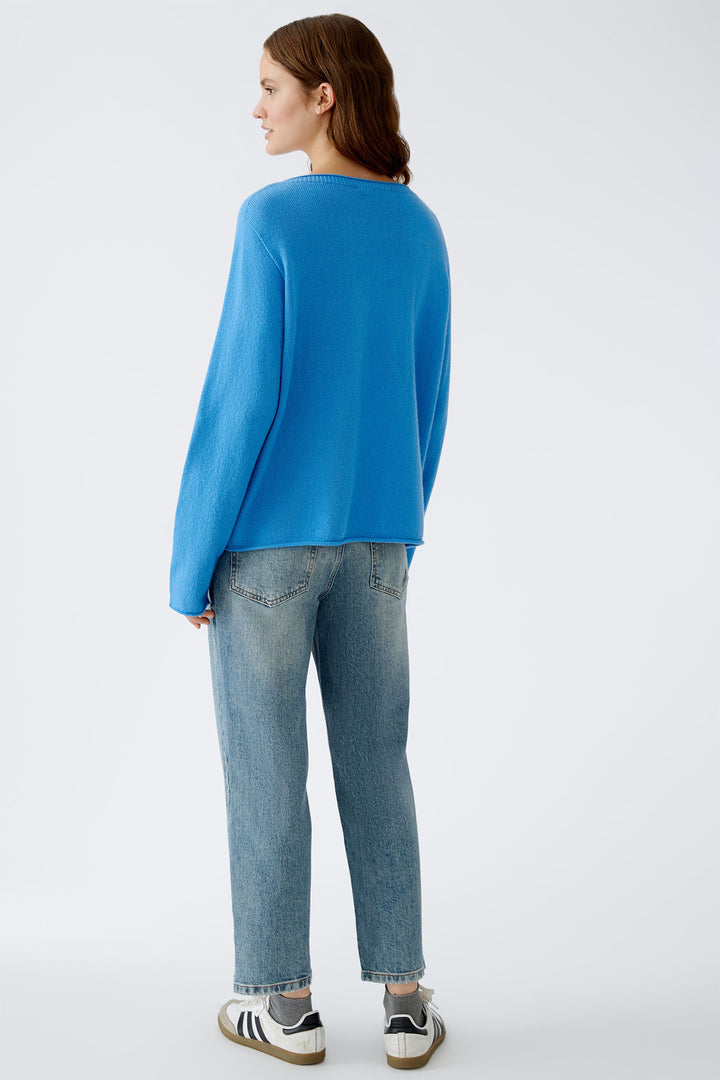 Oui Jumper Cornflower Blue Boat Neck 89946-5340 - Olivia Grace Fashion
