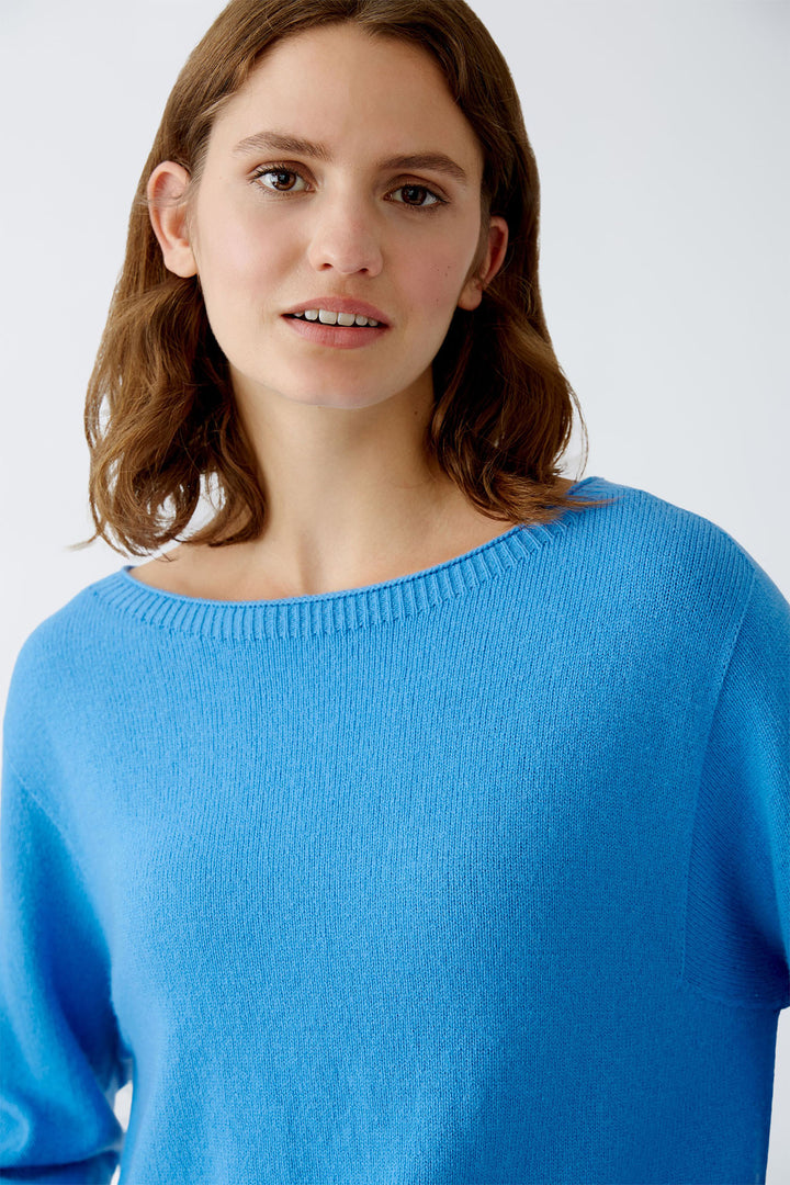 Oui Jumper Cornflower Blue Boat Neck 89946-5340 - Olivia Grace Fashion