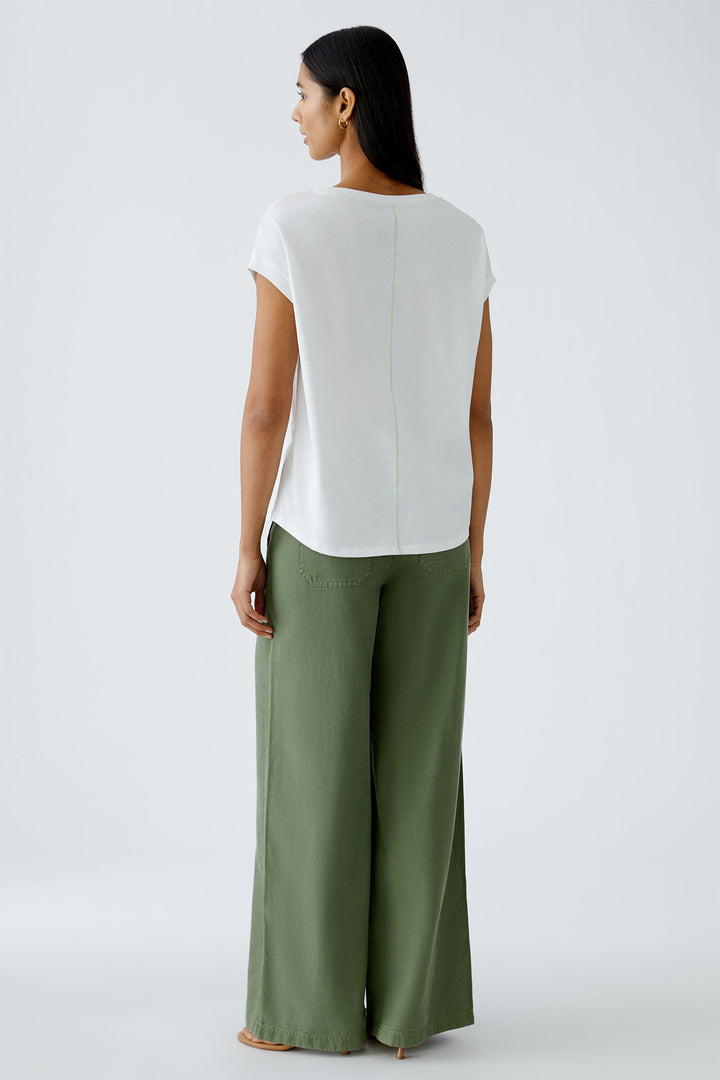 Oui 93271 White Tropical Palm Print T-Shirt - Olivia Grace Fashion