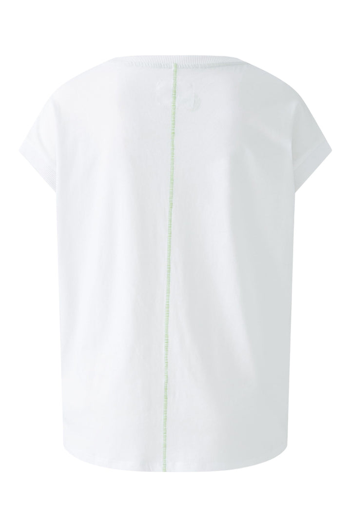 Oui 93271 White Tropical Palm Print T-Shirt - Olivia Grace Fashion