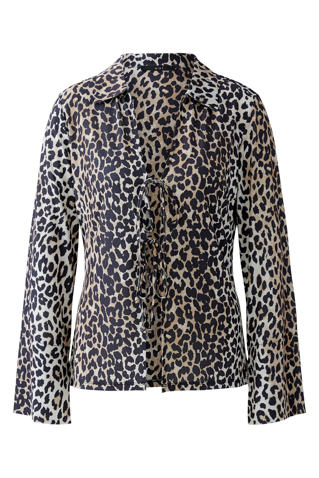 Leopard print blouse on a white background
