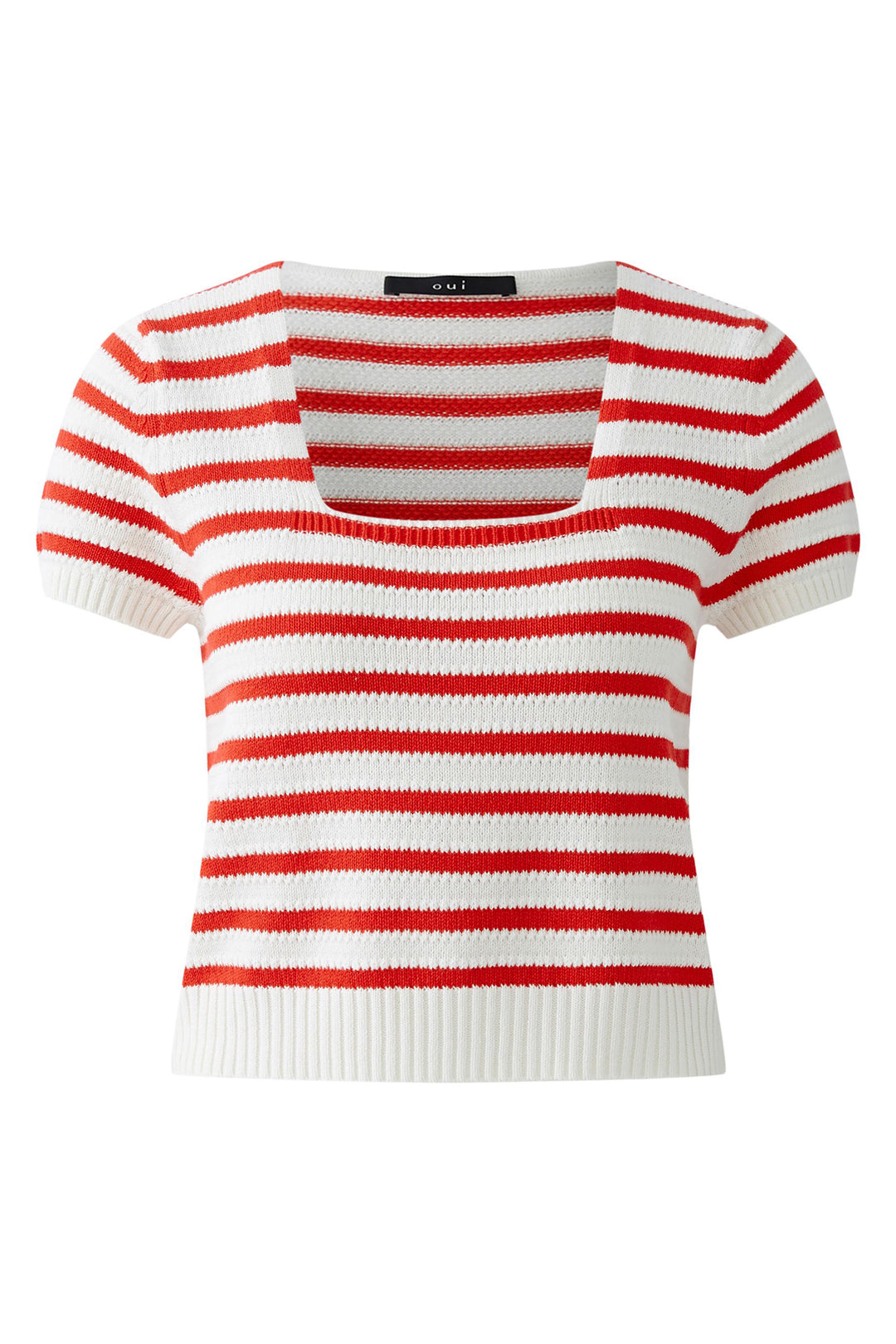 Oui 93709 White Red Stripe Jumper 0103 - Olivia Grace Fashion