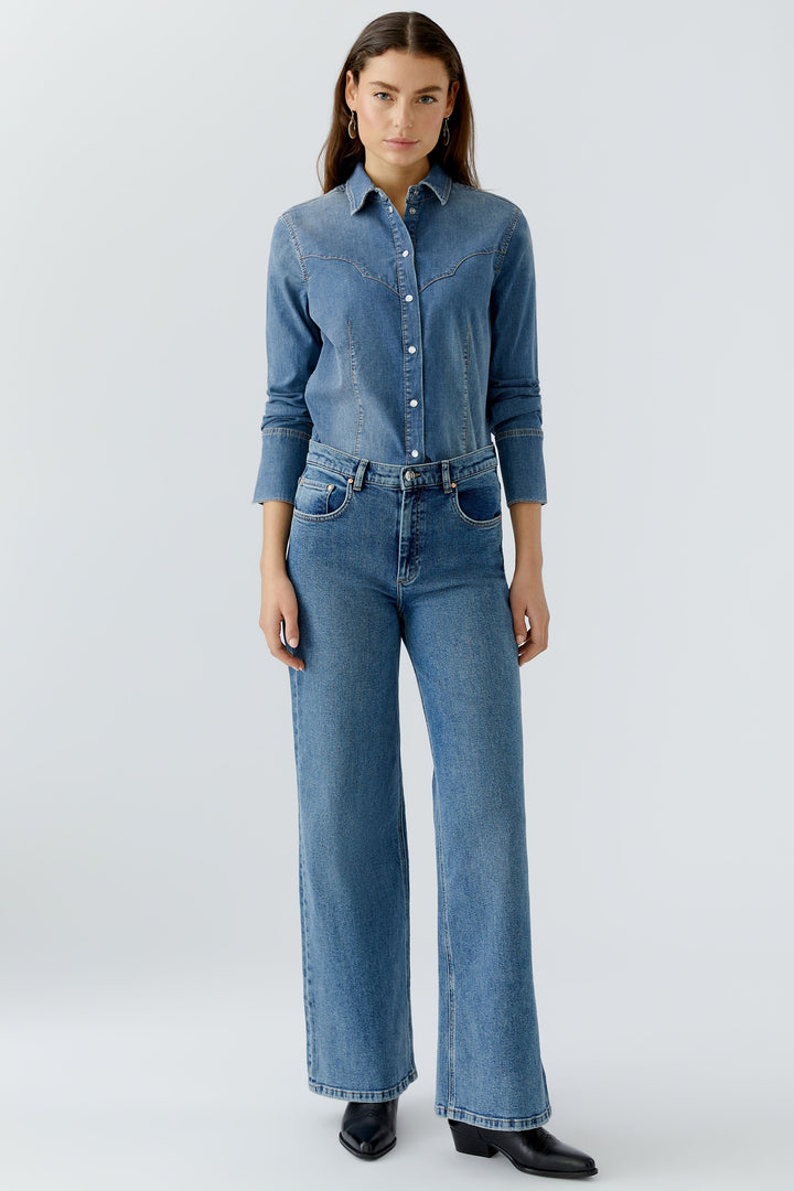 Oui 94239 5300 Blue Denim Yolk Detail Shirt