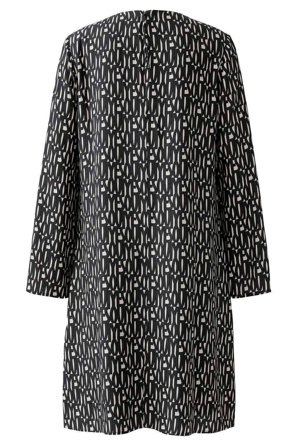 Oui 94849 Offwhite Black Yes Motif Dress 0119 - Olivia Grace Fashion