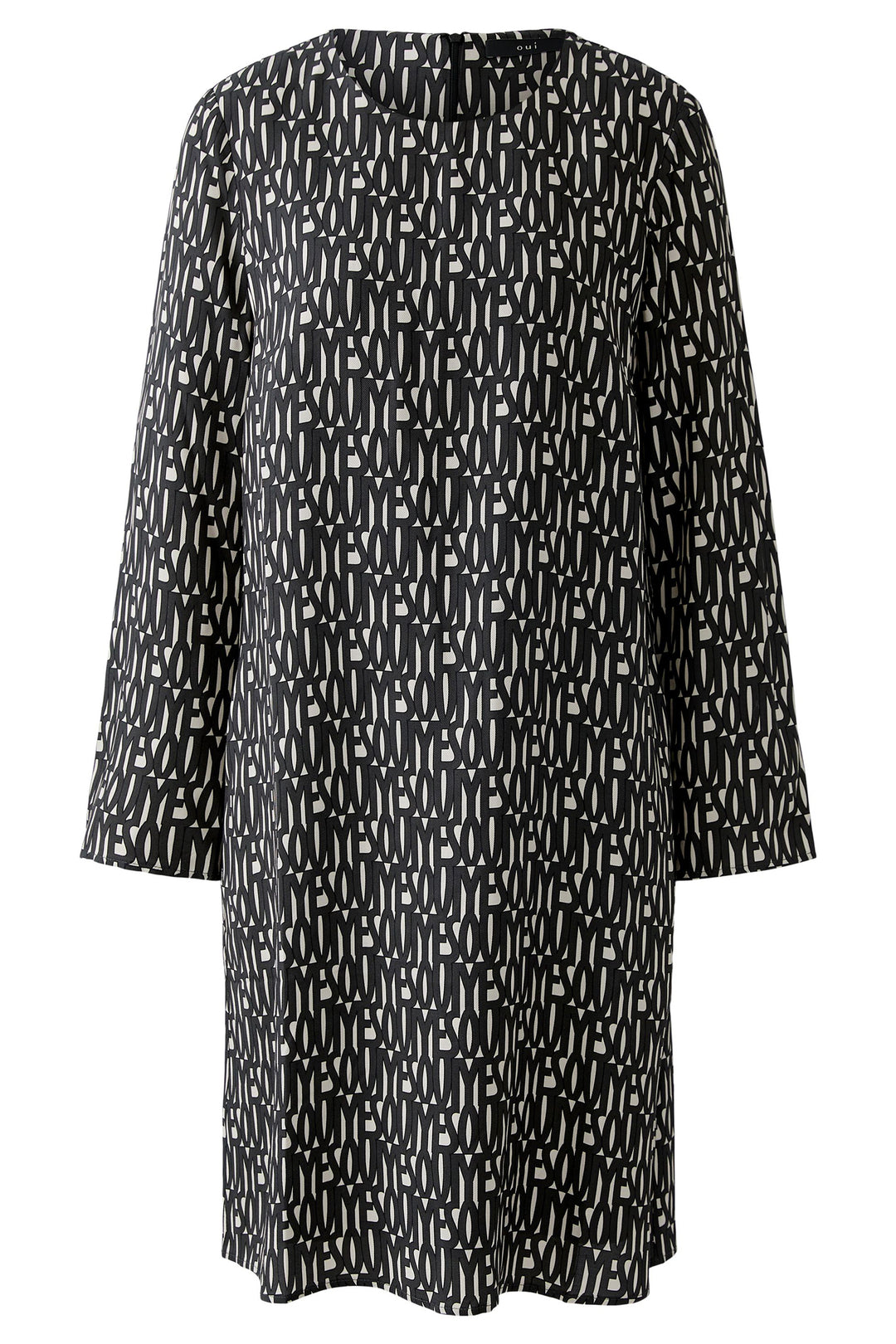 Oui 94849 Offwhite Black Yes Motif Dress 0119 - Olivia Grace Fashion