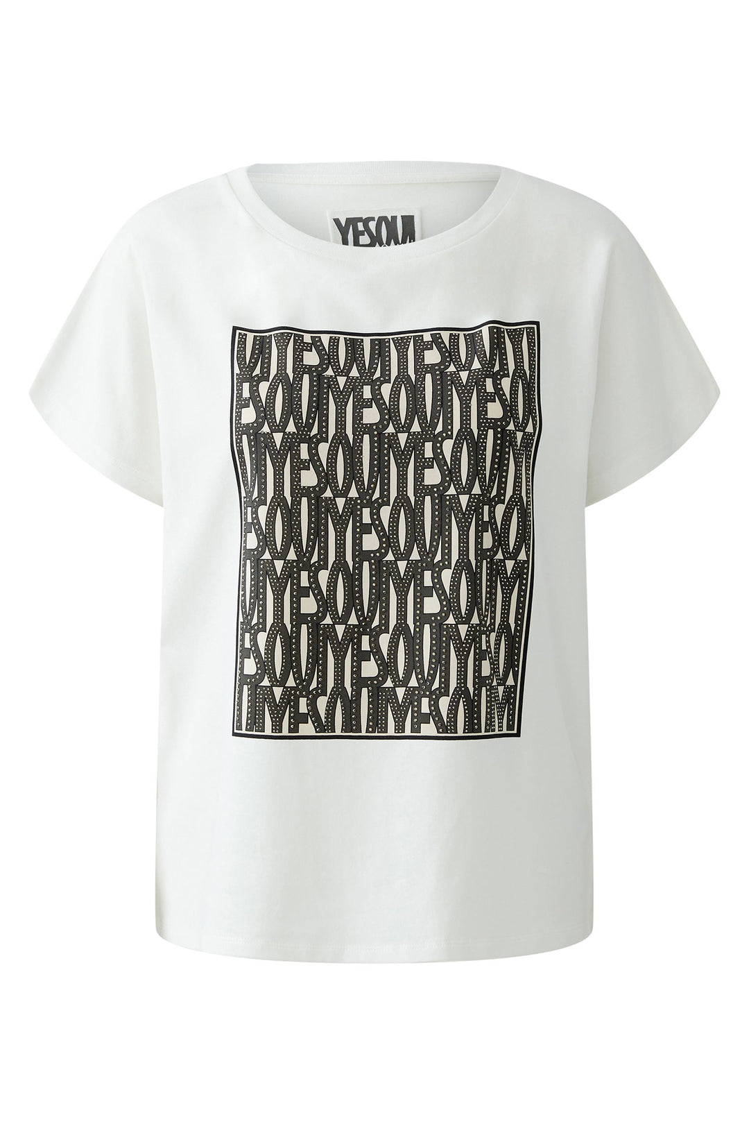 Oui 94930 Cloud Dancer White Yes Motif T-Shirt 1006