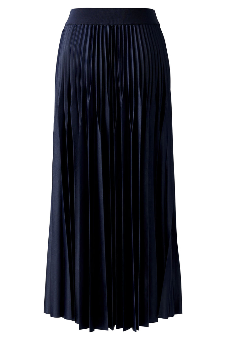 Oui 95398 Pleated Pull-On Midi Skirt Dark Blue 5742 - Olivia Grace Fashion