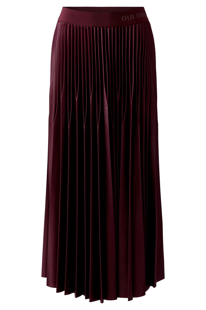 Oui 95398 Pleated Pull-On Midi Skirt Bramble Berry 3912 - Olivia Grace Fashion