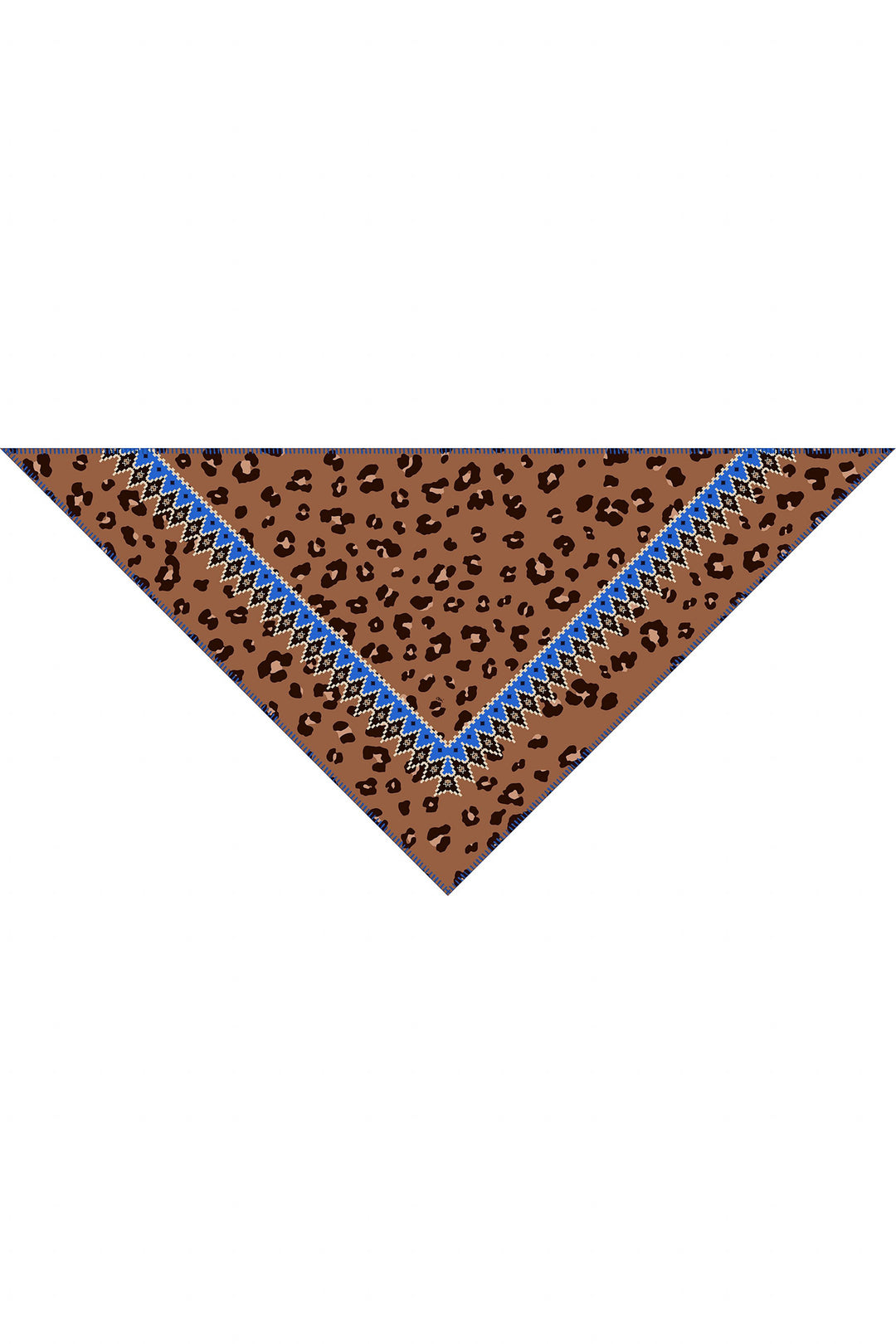 Oui 95621 Dark Camel Blue Print Triangular Scarf