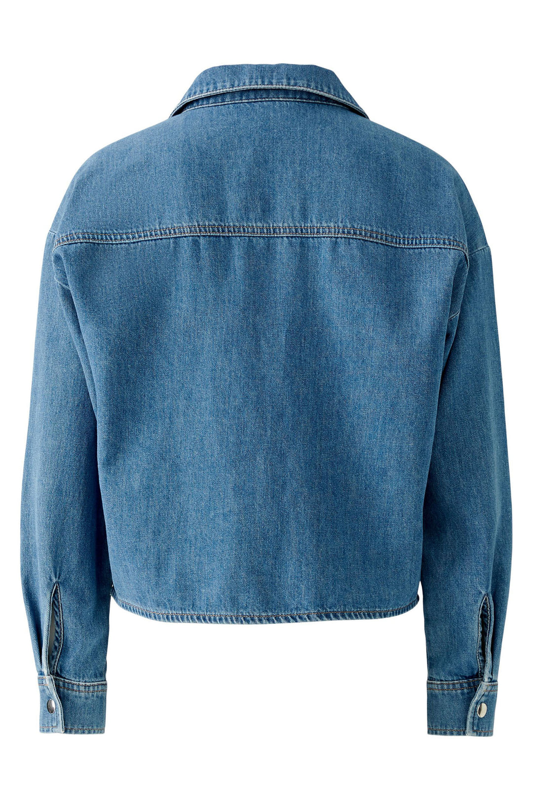 Oui Blouse Denim Blue Collared Split Neck 91898 5400 - Olivia Grace Fashion