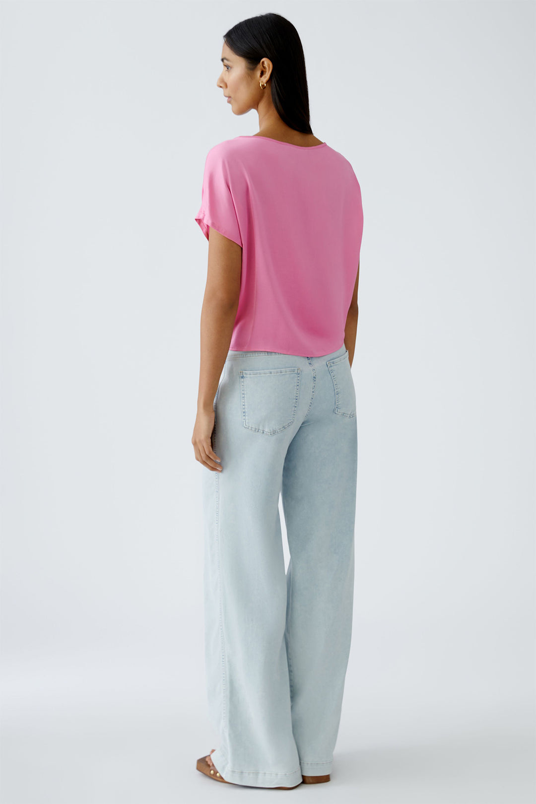 Oui Blouse Tie Waist Short Sleeve Wild Orchid Pink 93412 3322 - Olivia Grace Fashion