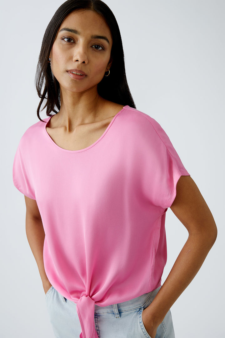 Oui Blouse Tie Waist Short Sleeve Wild Orchid Pink 93412 3322 - Olivia Grace Fashion