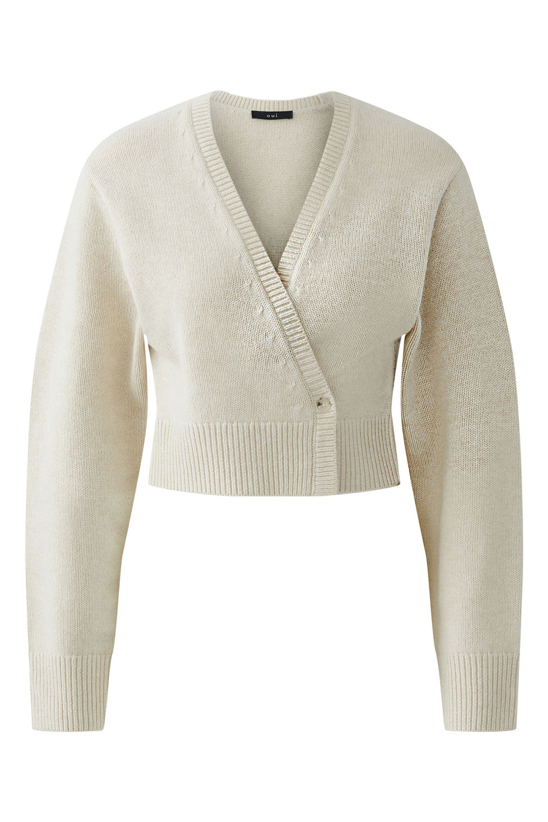 Oui Cardigan 85772 Offwhite Melange Wrapover 1151 - Olivia Grace Fashion