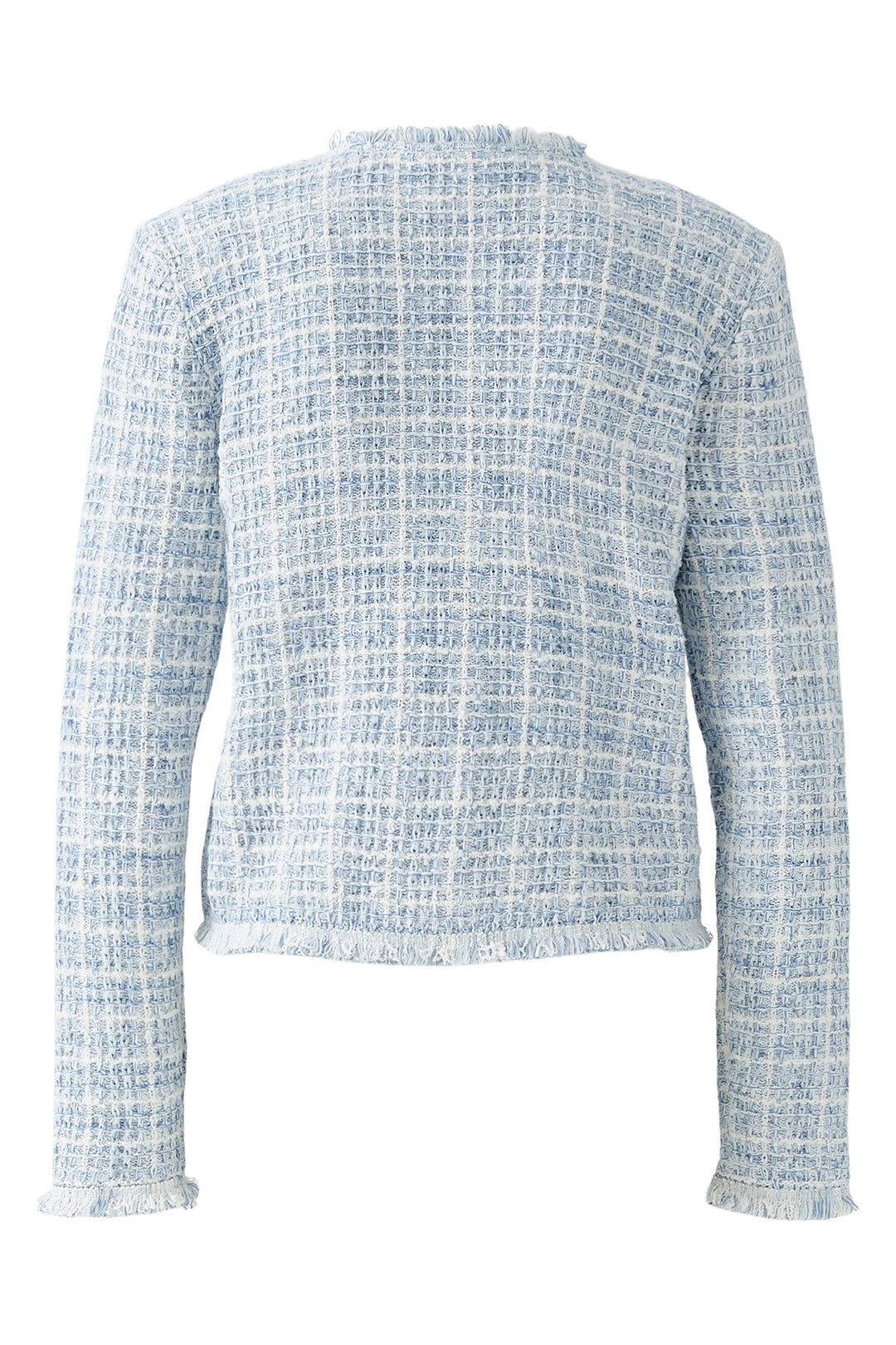 Oui Cardigan Jacket Boucle Style Knit Light Blue White 93032 0501 - Olivia Grace Fashion