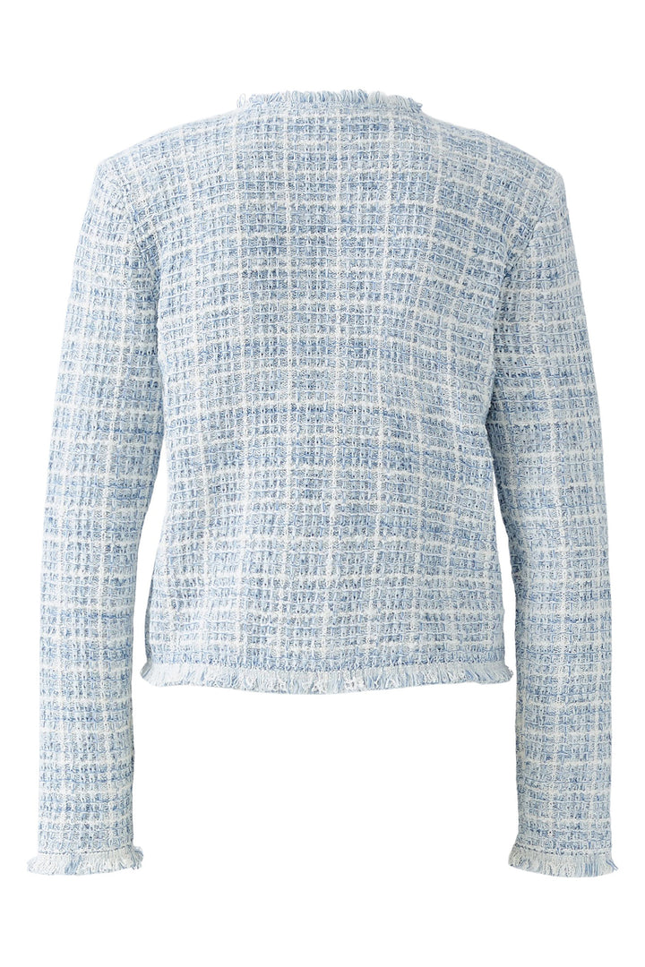 Oui Cardigan Jacket Boucle Style Knit Light Blue White 93032 0501 - Olivia Grace Fashion